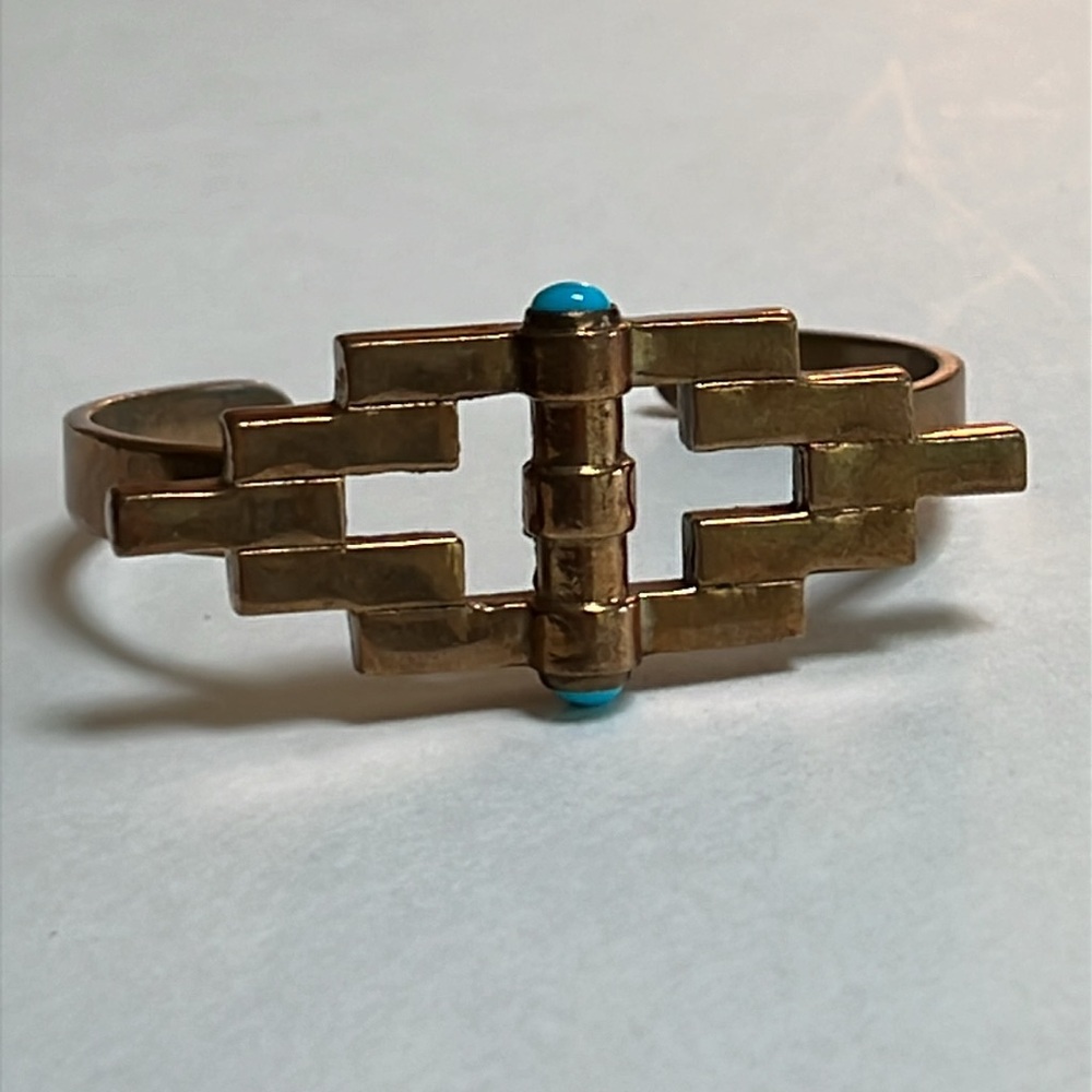 Pamela Love Brass Bracelet Cuff Turquoise Stone • Vintage and Rare